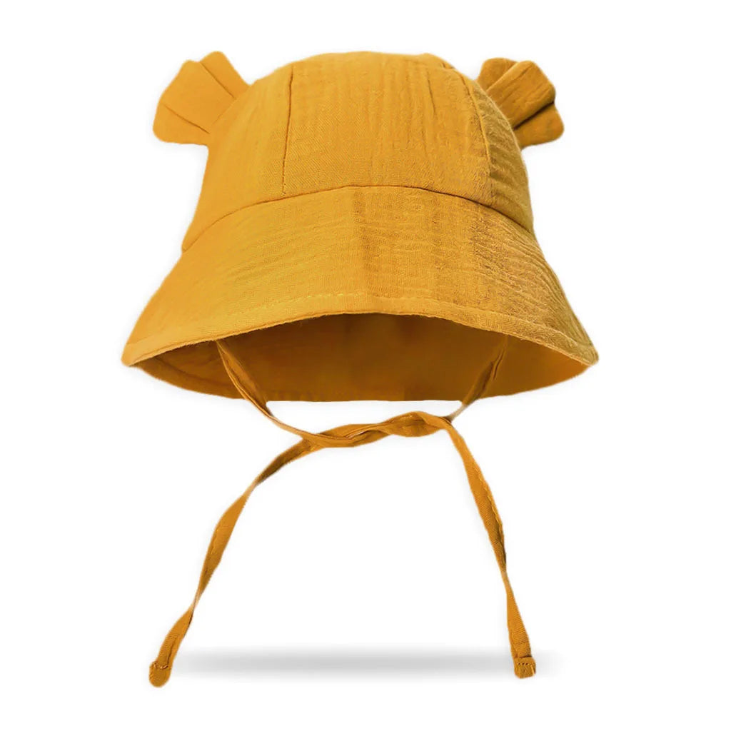 INS Summer Baby Solid Color Gauze Basin Hat New Rabbit Ear Fisherman Hat for Kids Sun Hat