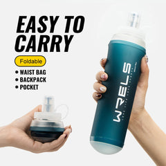 WRELS 500ML TPU Soft Folding Water Bottles BPA-Free Collapsible Sports Flasks for Hiking Climbing Camping Running Bottle