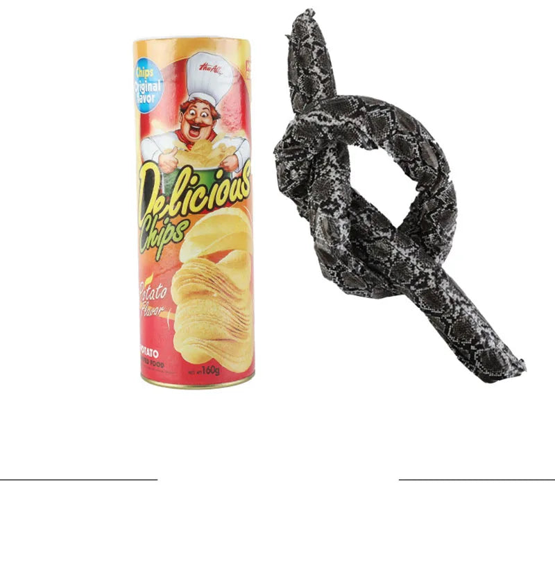 The Potato Chip Snake Can Jump Stage Magic Tricks Spring Snake Toy April Fool Day Halloween Party Jokes in A Can Gag Gift Prank