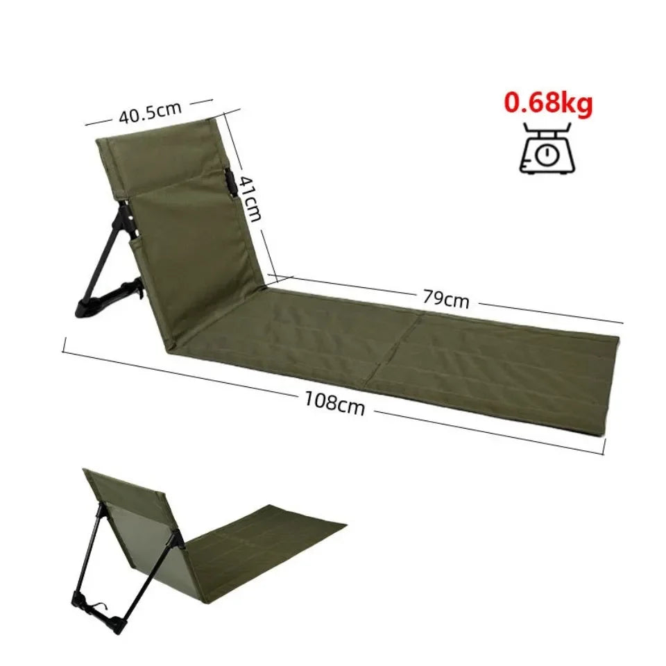 Portable Folding Beach Chair for Camping, Fishing & Garden Use - Lightweight Outdoor Lounge Chair with Backrest