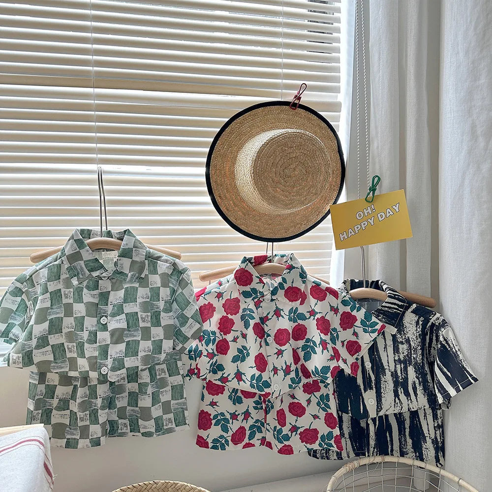 2pc New Children's Set Short-sleeve Shirt and Shorts Two-piece Beach Style Baby Clothes for Boys Summer Kids Clothing