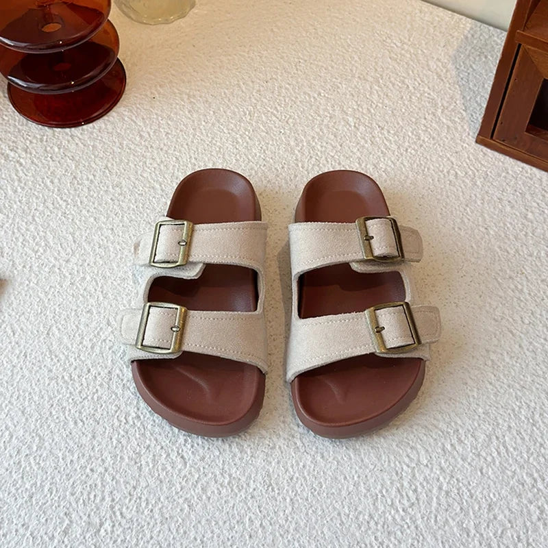 New Trend Girls Open-toe Slippers Summer Children's Causal Slip-on Shoes Fashion Kids Simple Boys Beach Flat Slippers Non-slip