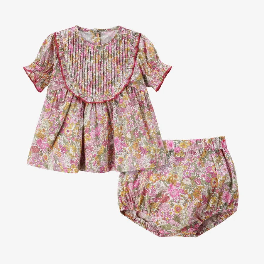 Clearance sale 2025 AS summer green grid & pink Floral collection brother sister family matching 100% cotton boys girls clothing