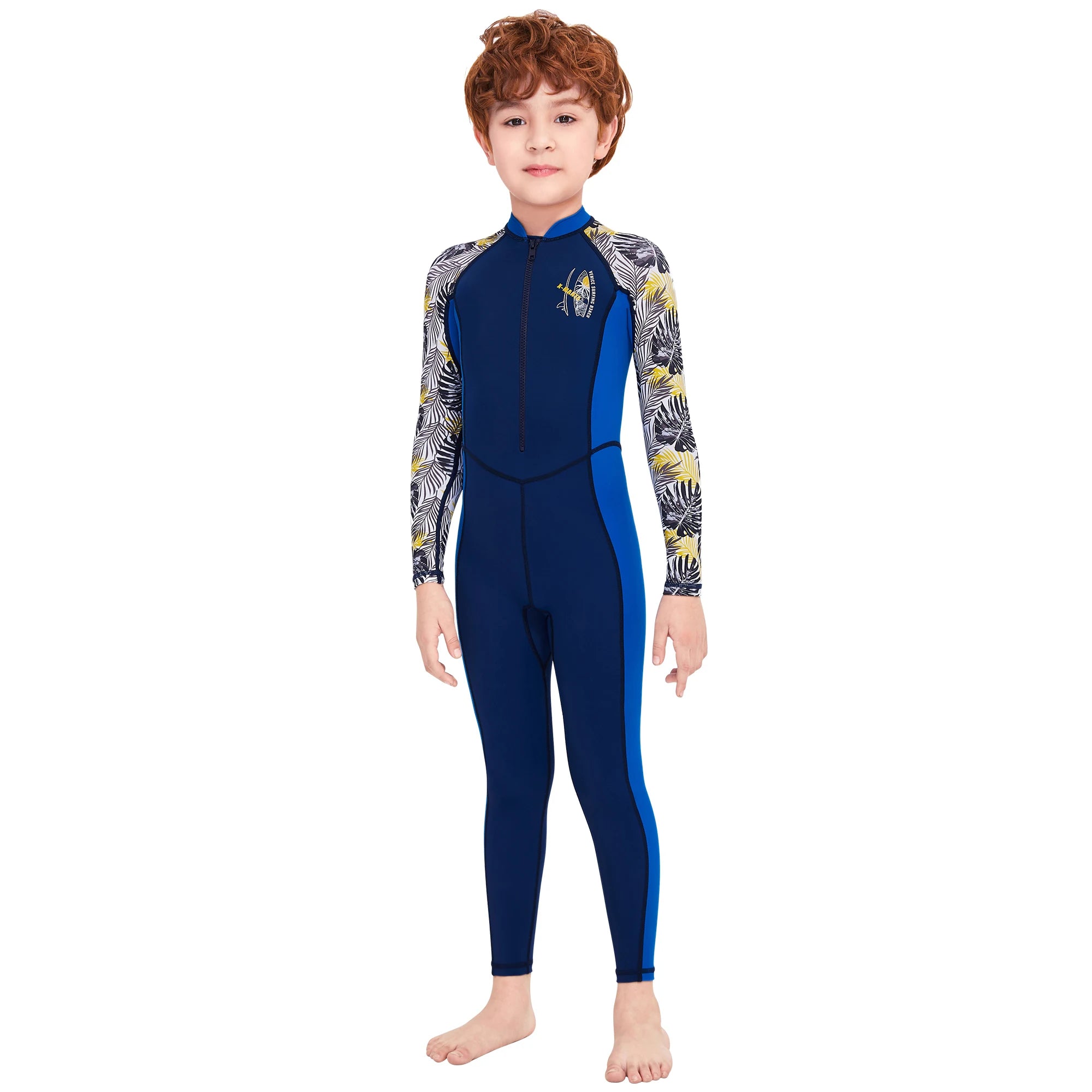 One Pieces Swimsuit Rash Guard Swimwear Long Sleeve Sunsuit for Kids 3-10Y Sun UV Protection