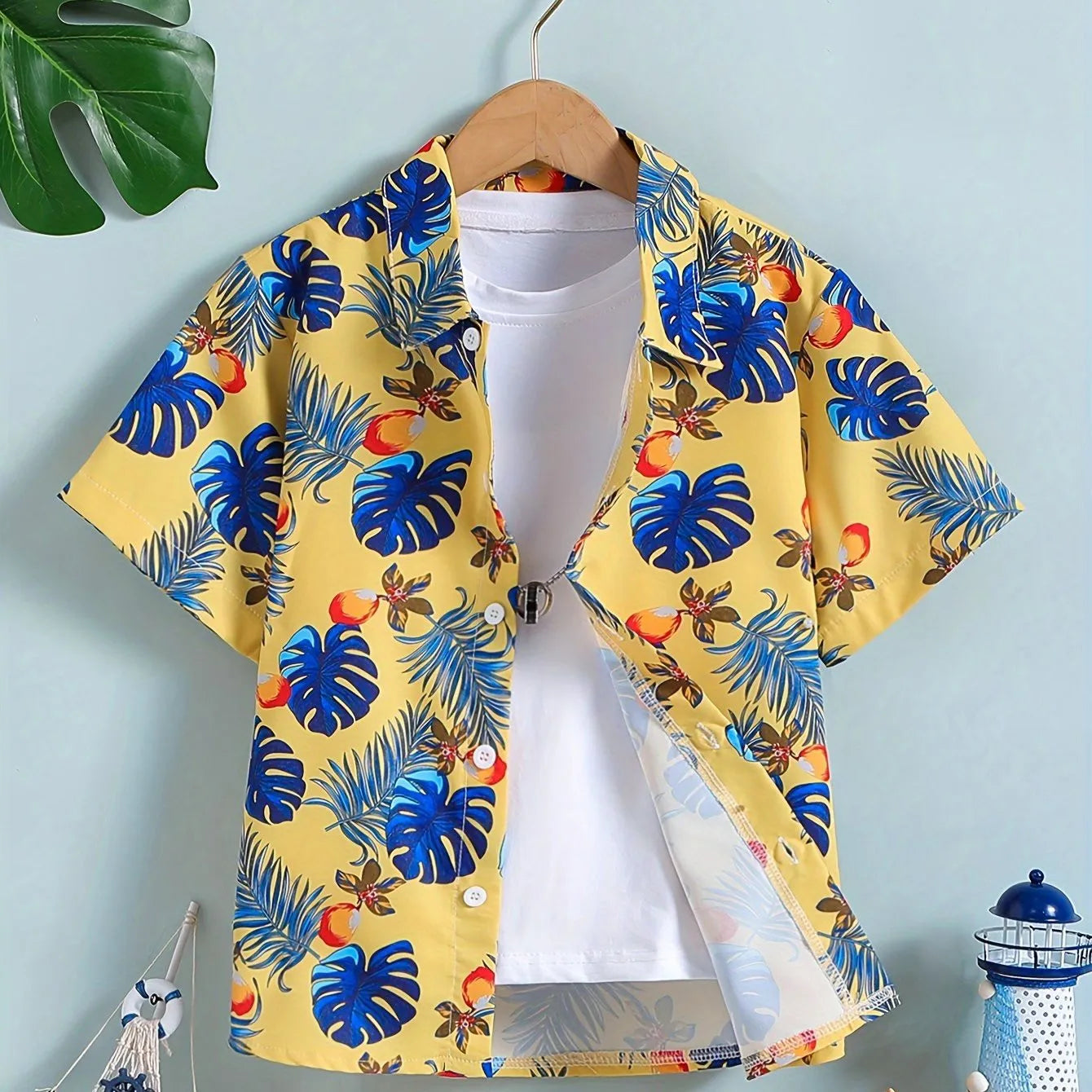 Boy's Hawaii Shirt Children's Clothing Casual T-Shirt for a Boy Short Sleeve Button Baby Summer Clothes Children's T-Shirt Girls