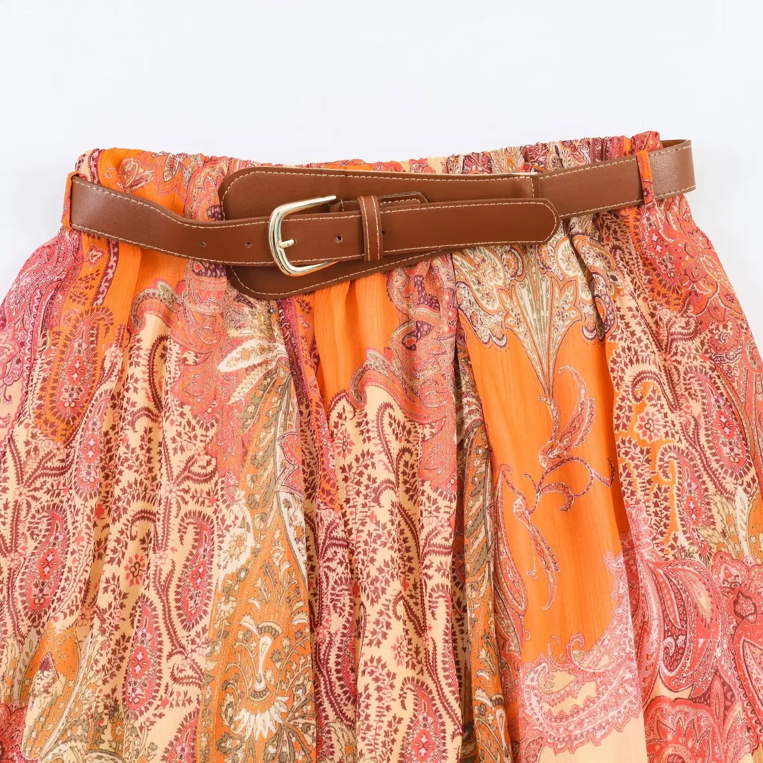 Summer New Skirts Women's 2026 New Fashion Retro Print High Waist Skirts Chic Summer Travel Joker Holiday Women's Skirts