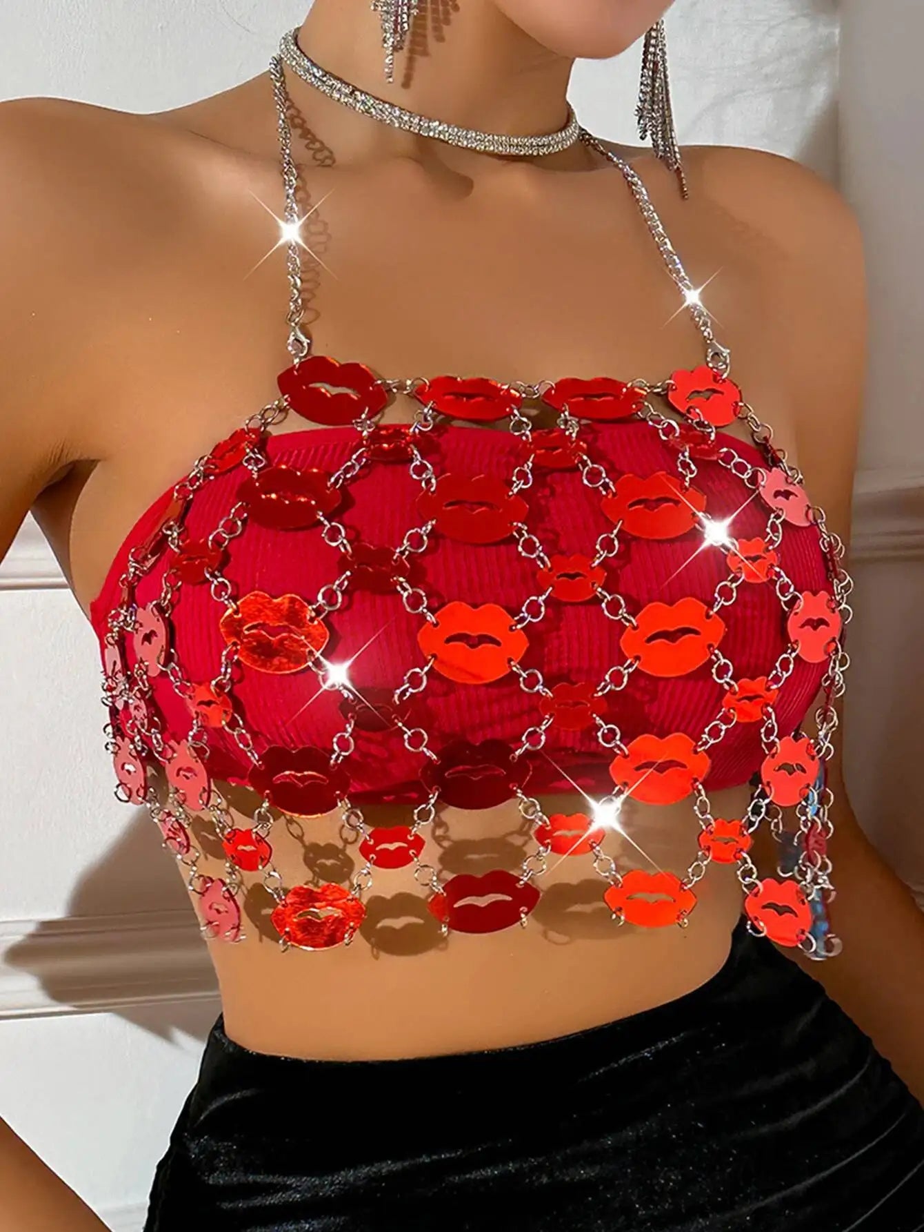 Sexy See Through Metal Sequin Maxi Skirt Women Summer Y2K Gothic Long Skirts for Woman Night Club Rave Outfit Beach Dress Sets H