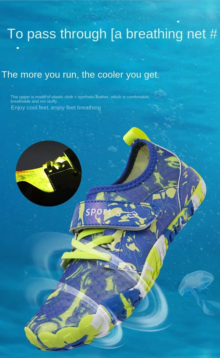 Children's Anti-cut Anti-slip Wear-resistant Rubber-soled Wading Shoes Beach Sandals Quick-drying Pool Shoes Outdoor Water Playi