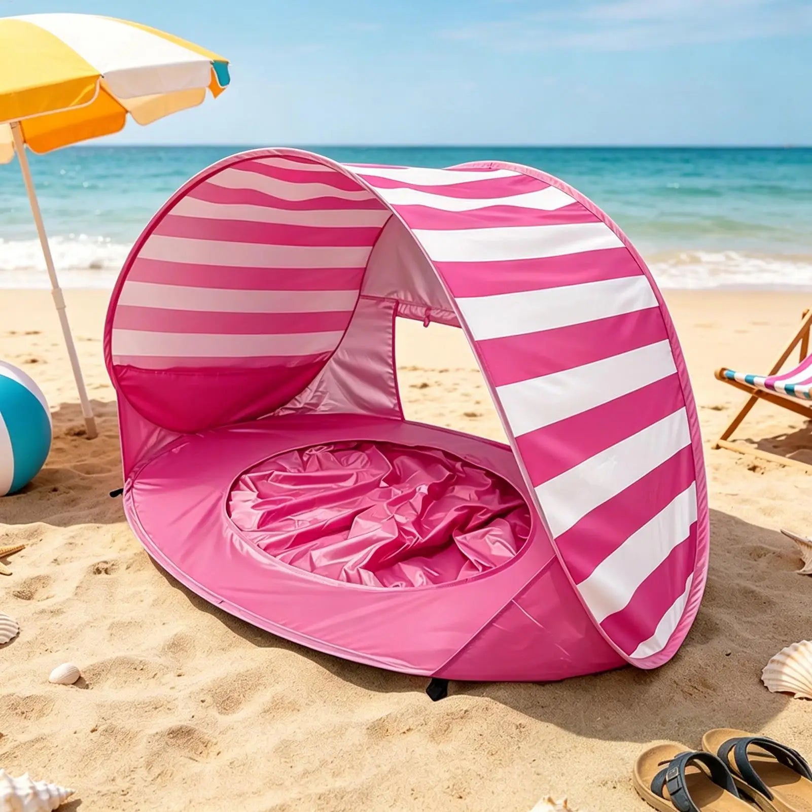 Beach Tent For Kids UV Protection Foldable With Mini Pool Outdoor Shade Tent For Vacation Traveling Camping Picnic Outdoor