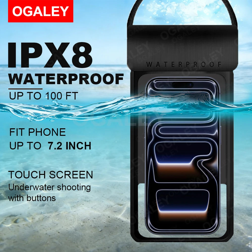 Waterproof Phone Pouch IPX8 Waterproof Phone Case for iPhone 17 Pro Max Cell Phone Dry Bag for Beach & Cruise Essentials Touch