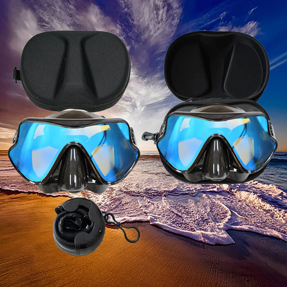 Snorkeling Mask Diving Goggles Full Wet Silicone Foldable Tube Mirror Tempered Glass Len Diving Mask Travel Size With Case