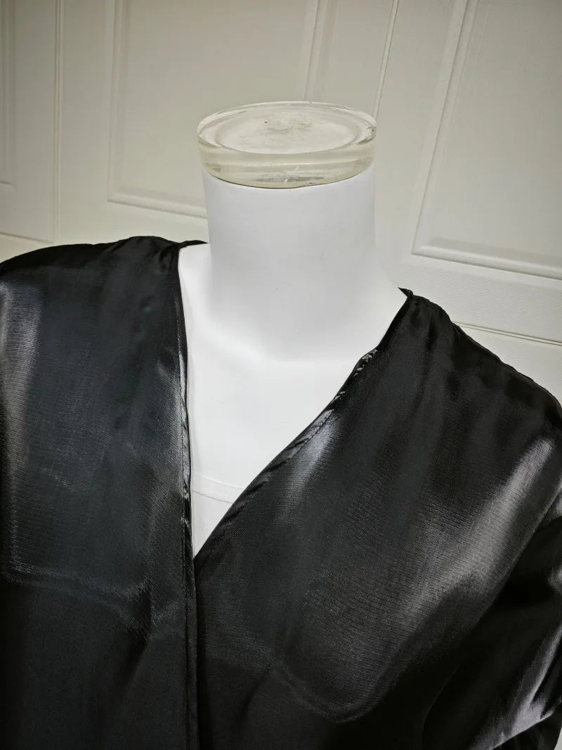 Elegant Arabic Satin Abaya Dress with Hijab Eid Muslim Women Modest Cardigan Islamic Vacation Outfit New in Turkey Kaftan Robe