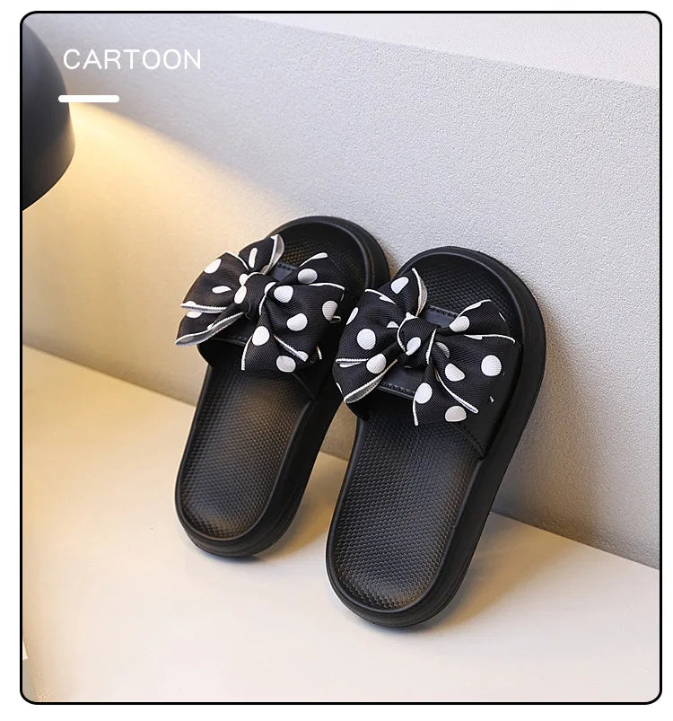 2026Summer Children's Slippers Girls Princess Non-slip Soft Sole Slippers Toddler Girl Shoes Bow Tie Slippers Flip Flops Outdoor