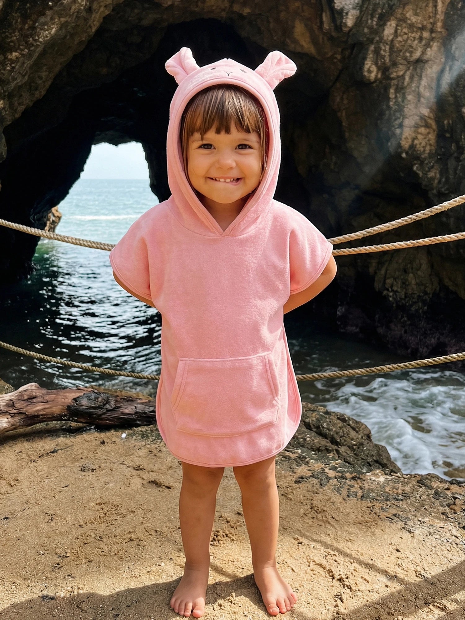 Suefunskry Kids Swim Cover-up Hooded Beach Clothes Cute Bunny Ears Bath Towels with Hood and Pockets Baby Swim Robes