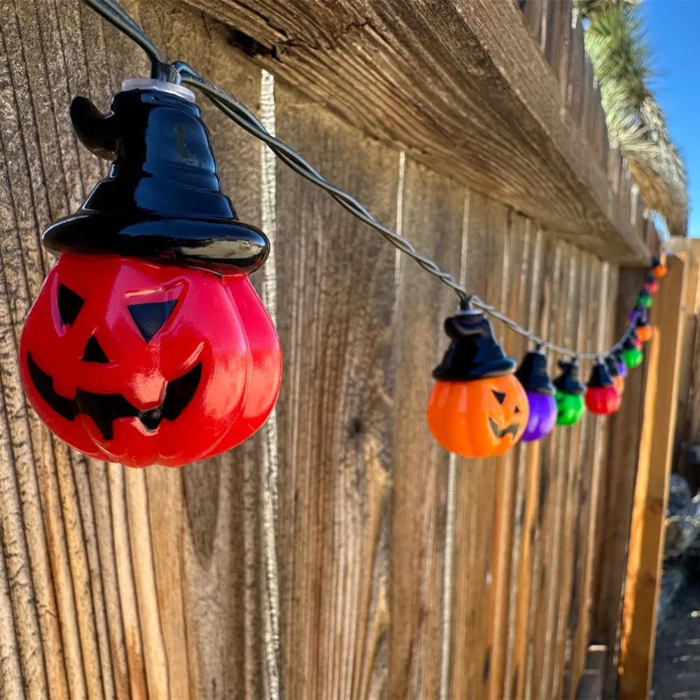 Upgraded Solar Halloween Lights Outdoor Pumpkin String Lights Waterproof Halloween Lights for Garden Patio Landscape Multicolor