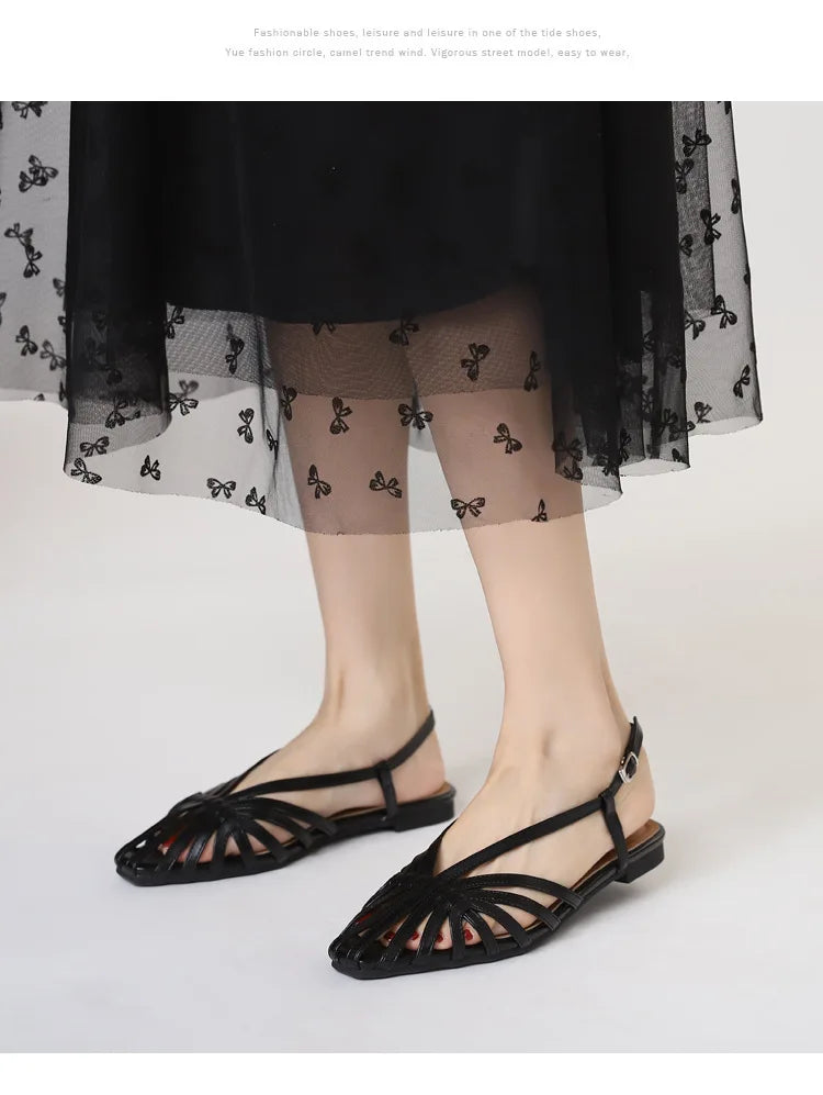 ZAROY Narrow Band Women Flat Sandals Large Size Designer Brand Banquet Wedding Shoes Summer Hollow Beach Gladiator Sandalias