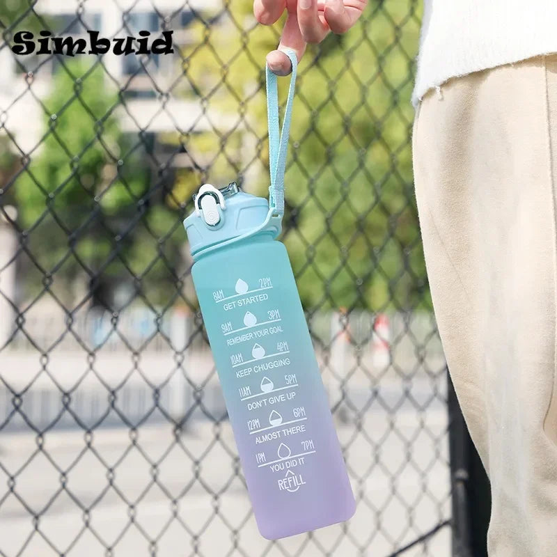 500ML/650ML/750ML/1000ML Sports Water Bottle Motivational Leak Proof Portable Reusable Plastic Cups Outdoor Travel Gym Jugs