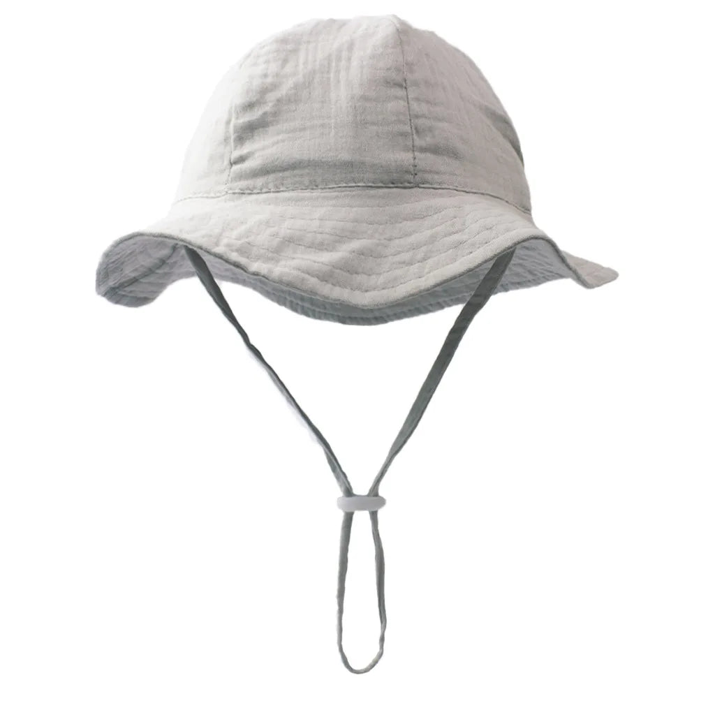 INS Baby Pure Cotton Basin Hat Sun-Protective Breathable Baby Fisherman Hat Solid Color Children's Sun Hat
