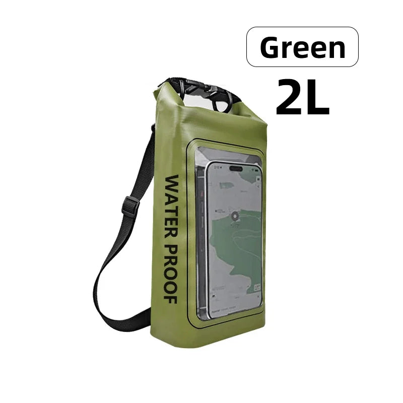 2L/5L Waterproof Dry Bag Touch Screen Swimming Waterproof PVC Bag Rafting Floating Outdoor Sport Bag Surfboard Kayak Storage Bag