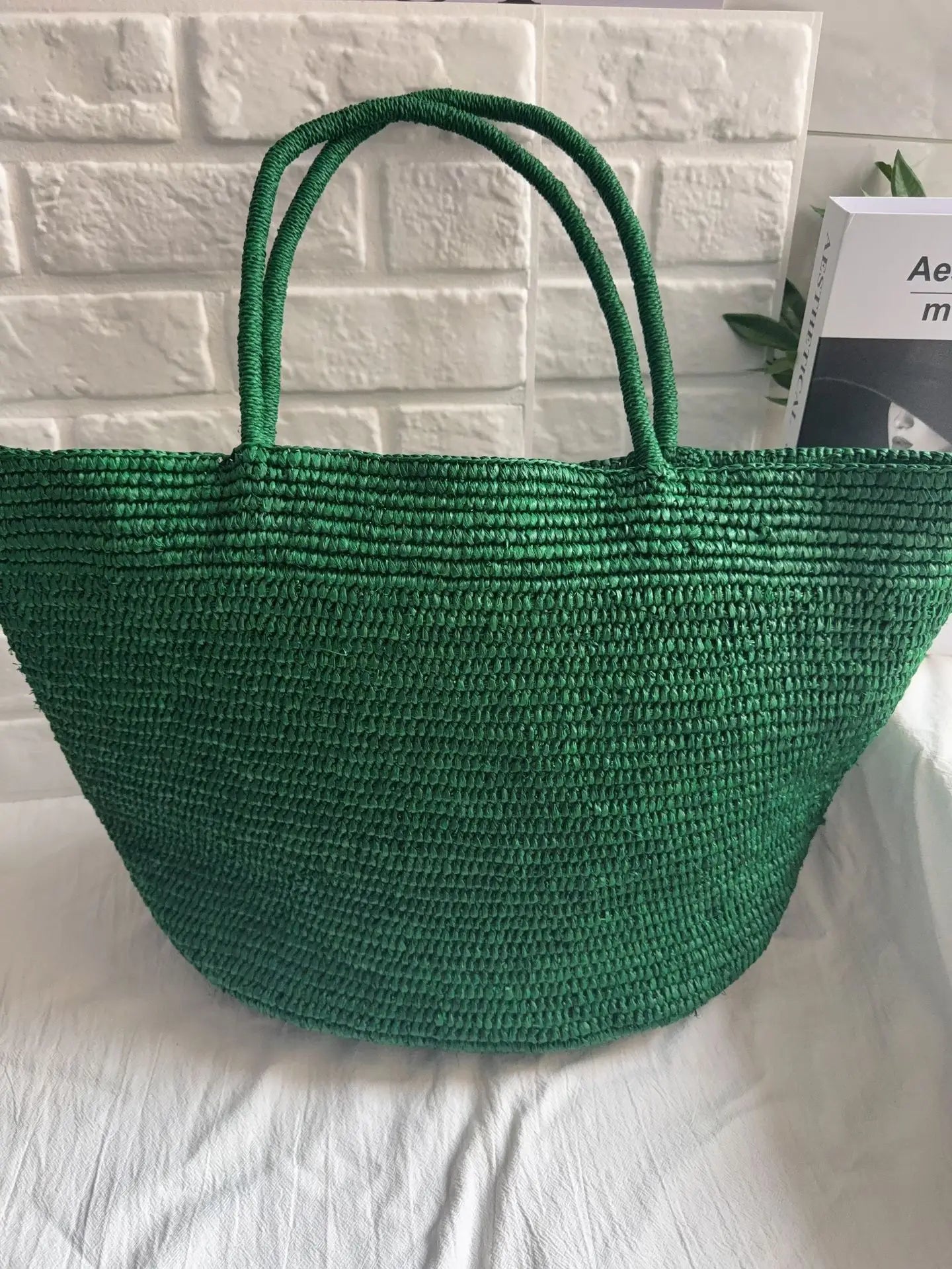 Large Handwoven Rattan Tote Bag for Women Natural Straw Beach Bag Purse Luxury Shoulder Bags Handbag Summer