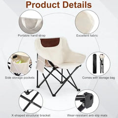 Camping Chairs Outdoor Lightweight Folding Portable Chair for Beach Travel Hiking, Beige Polyester with Aluminum Frame, Support