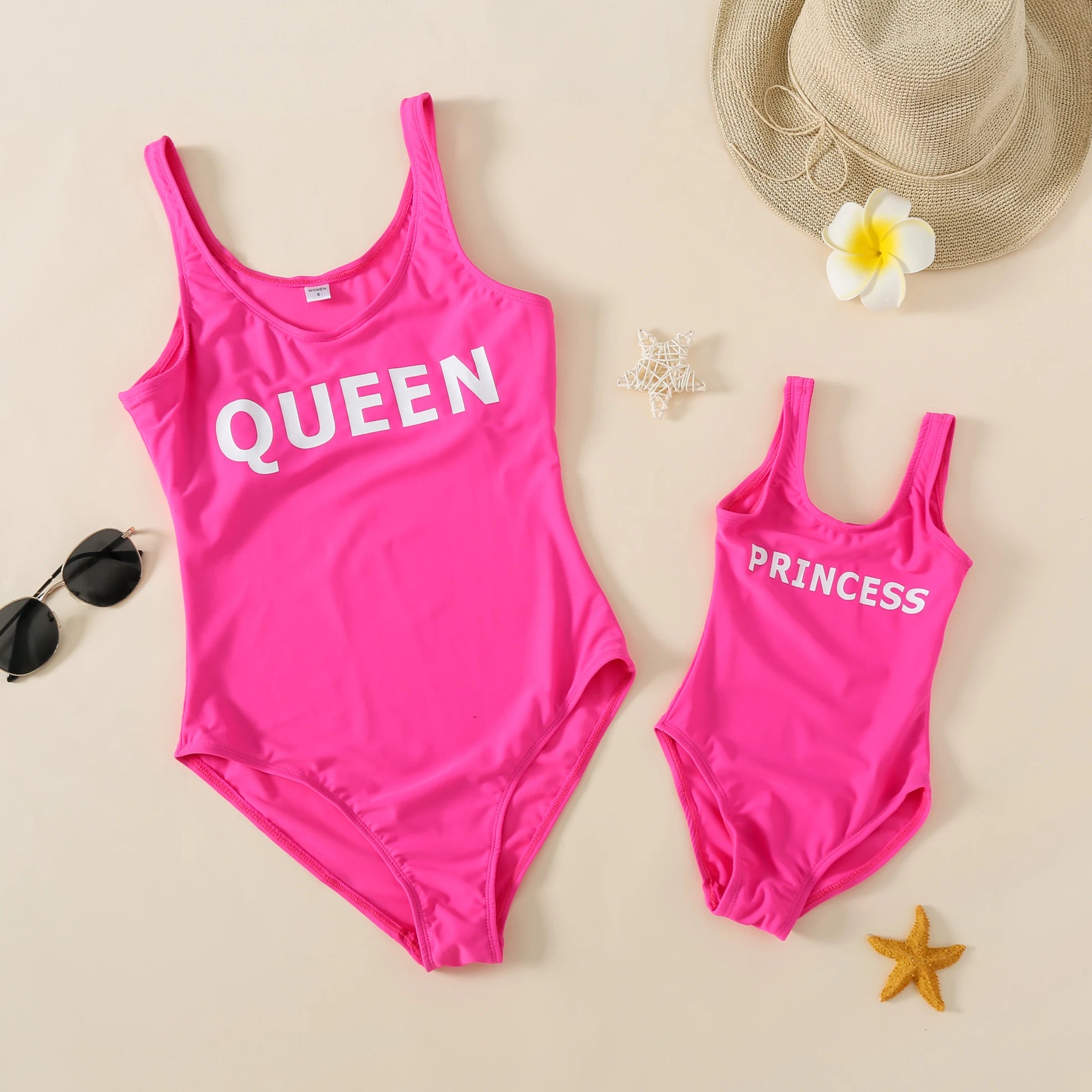King Queen Swimsuit Family Matching Outfits One-Piece Mother Daughter Swimwear Beach Mommy and Me Clothes Father Son Swim Shorts
