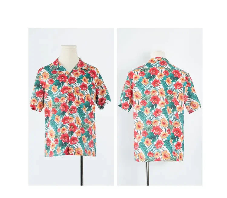 Family Holiday Clothes Dad and Son Boy Beach Shirts Two Piece Sets Vacation 2023 Mom and Baby Girl Floral Smock Dress Sleeveless