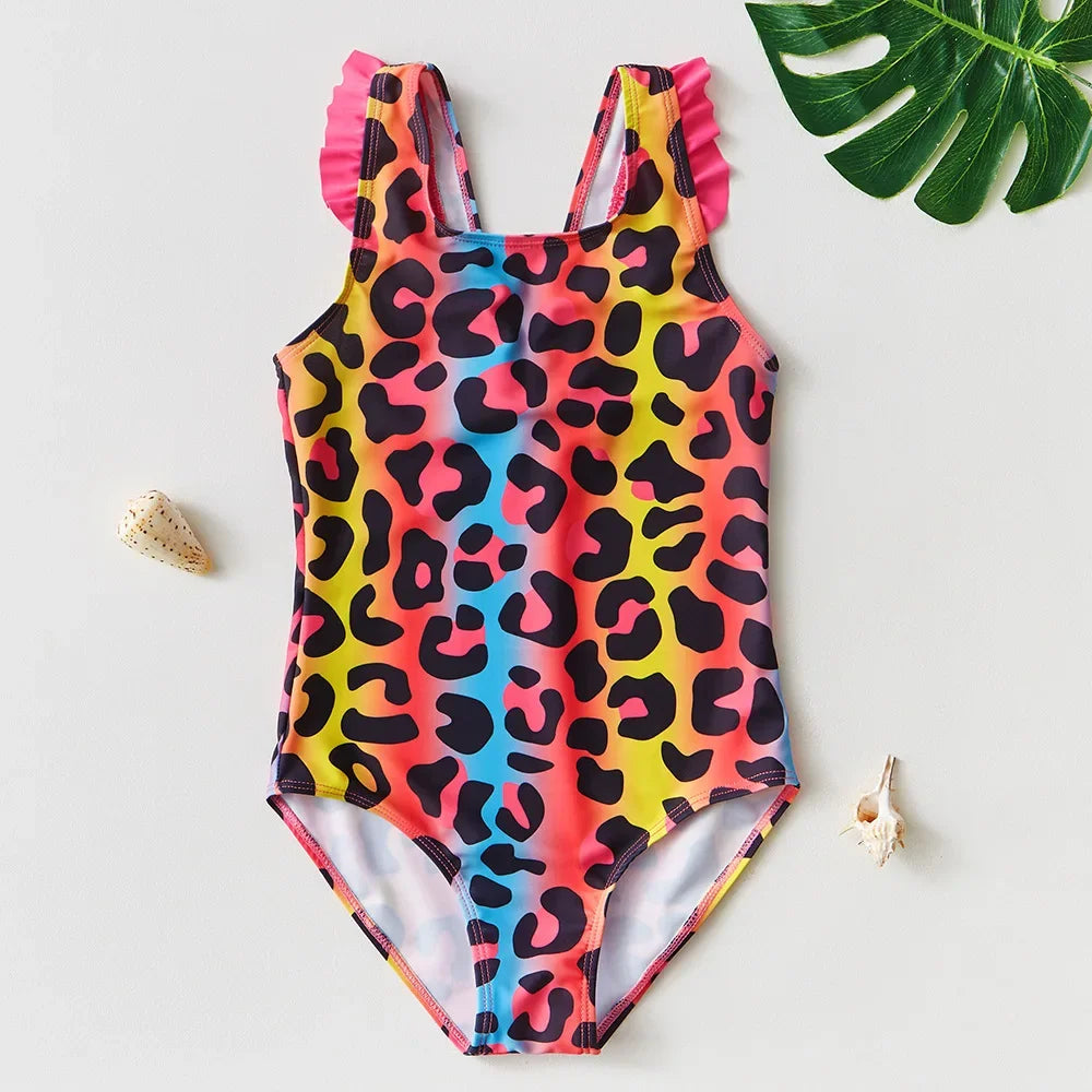 Girls Swimsuit One-Piece Mermaid Fish Scale Unicorn Children's Swimwear Girls Beachwear 2 3 4 5 6 7 8 Years