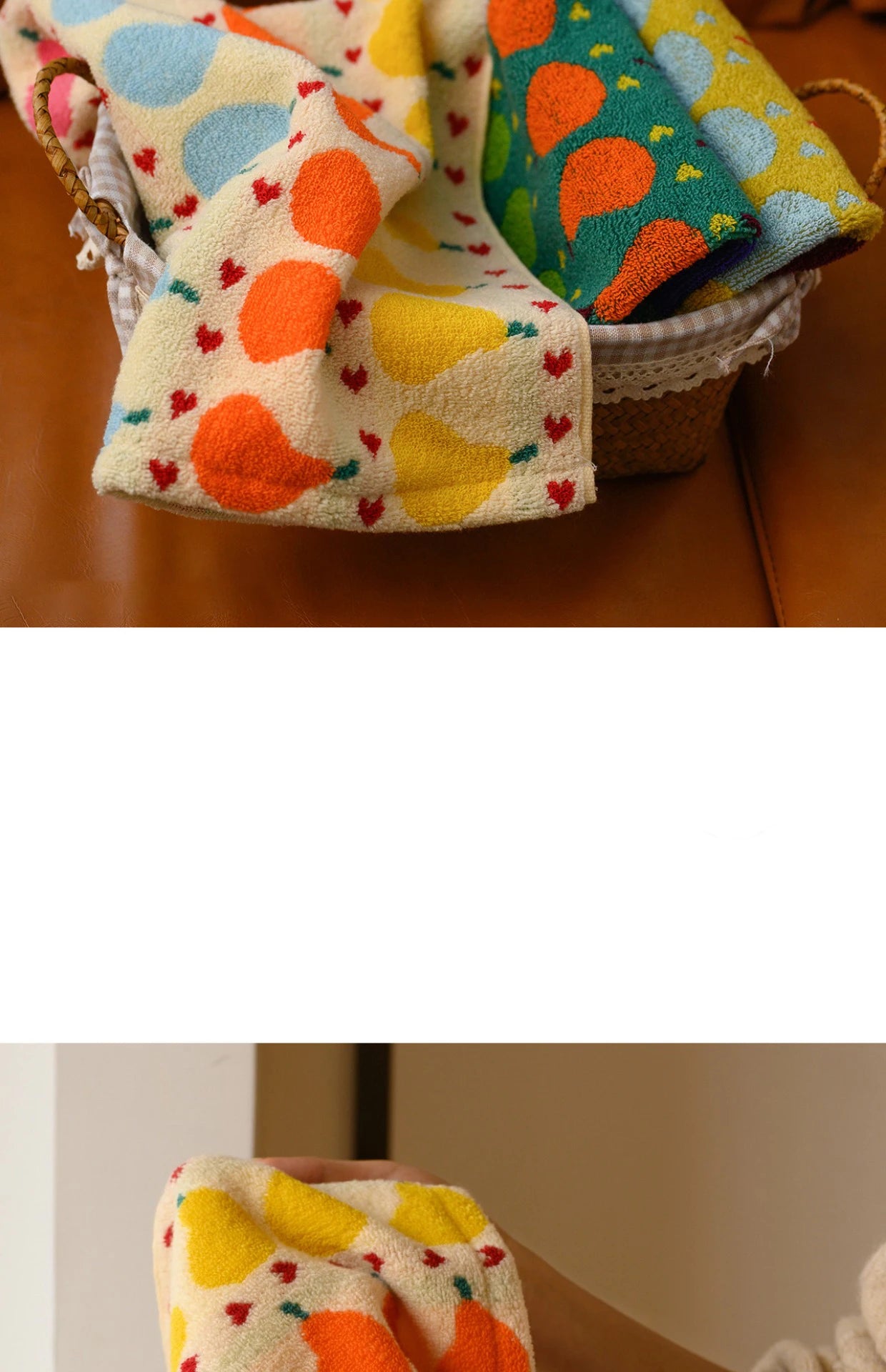 Cute Graffiti  Pears Patter Cotton Soft Face Towel for Kids Absorbent Bath Towel Comfortable Cotton Household Towel Beach Towels