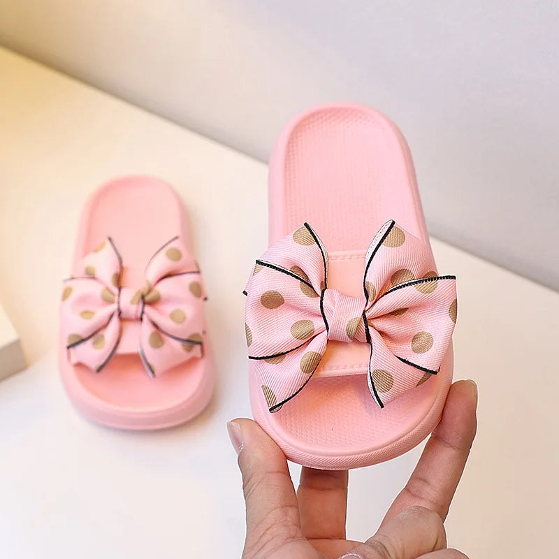 2026Summer Children's Slippers Girls Princess Non-slip Soft Sole Slippers Toddler Girl Shoes Bow Tie Slippers Flip Flops Outdoor
