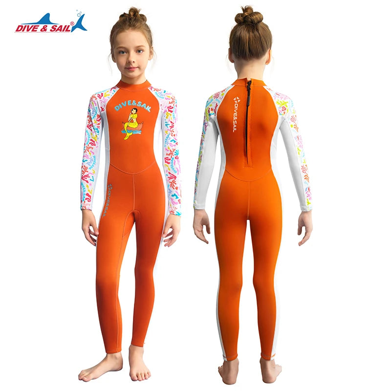 Kids Dive Skins Suit Full Body Swimsuit for Boys Girls and Youth 1.5/0.5mm Wetsuit UPF50+ Sun UV Protect Rash Guard Bathing Suit