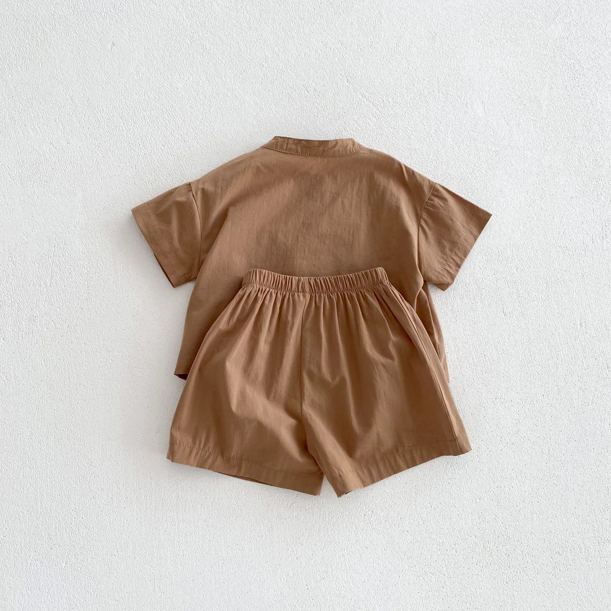 2pcs Summer Thin Short Sleeve T-shirt and Shorts Set Small Stand Collar Cool Toddler Boys Baby Girls Casual Beach Suits