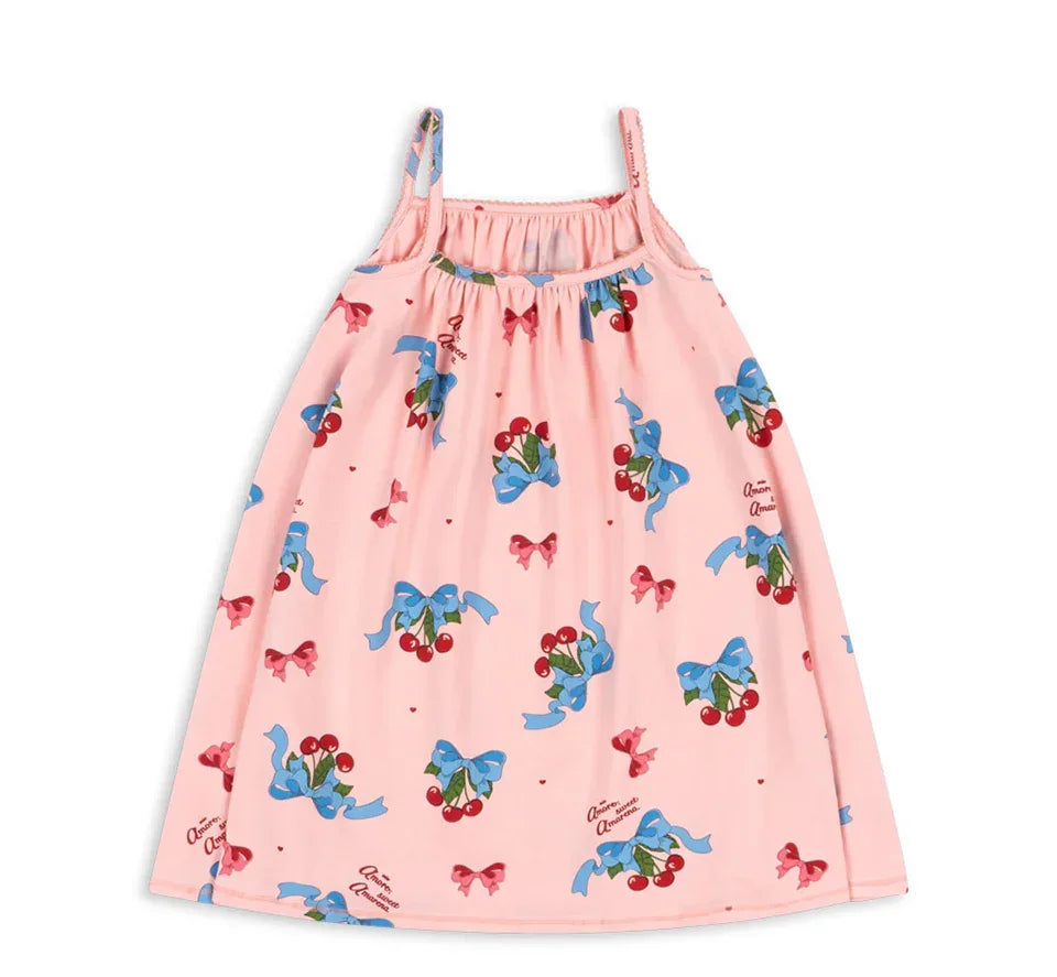 Children Clothes Set 2025 KS Summer Girls Floral Tops Shorts Set Girl Heart Print Slip Dress Kids Short Sleeved Vacation Suit