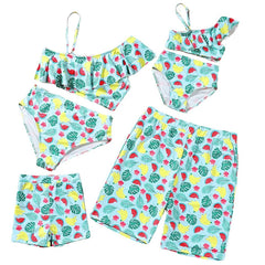 2023 Leaf Swimsuits Family Matching Outfits Look One-Piece Mother Daughter Swimwear Mommy and Me Clothes Father Son Swim Shorts
