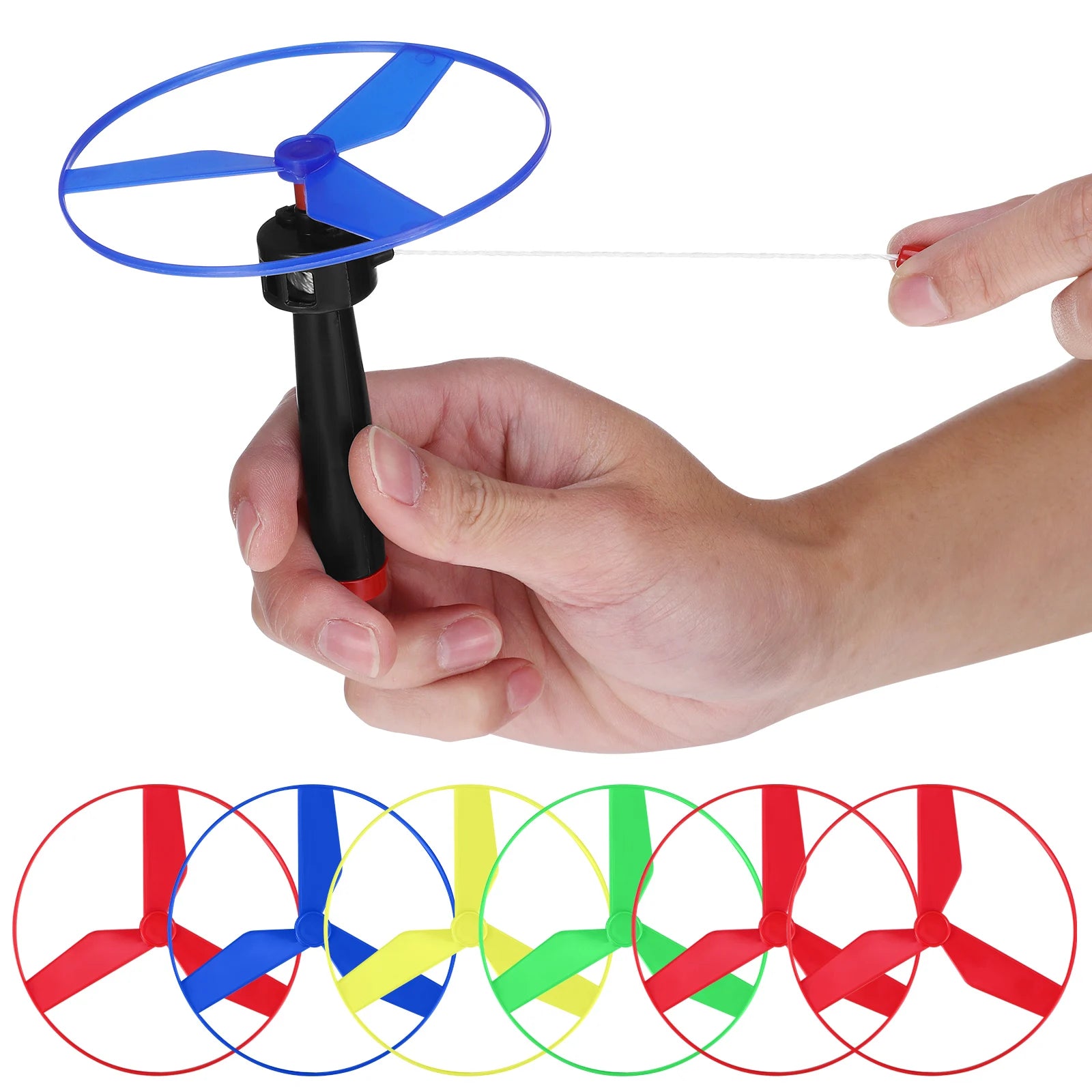 Kid Sports Pull Line Saucer Toys Children Outdoor Fun Rotating Flying Helicopter Gift Processing Toy for Parks Beach