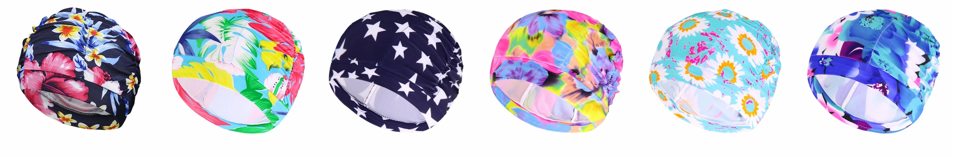 New Solid Color Long Hair Women Men Swim Pool Seaside Water Sports Elastic Pleated Nylon Fabric Bathing Swimming Caps Hat Turban