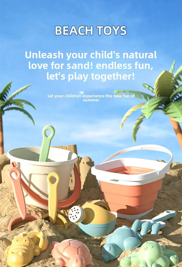 5/11PCS Beach Sand Play Water Set Folding Bucket Summer Toys for Children Kids Outdoor Game Sandbox Accessories Color Random