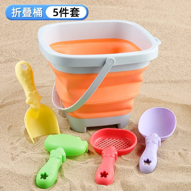 5/11PCS Beach Sand Play Water Set Folding Bucket Summer Toys for Children Kids Outdoor Game Sandbox Accessories Color Random