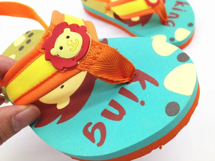 2025 Summer Children Cute Cartoon Animal Slippers Beach Shoes Kids Flip Flops Elastic Band Anti-slip Sandals Boys Girls Slippers