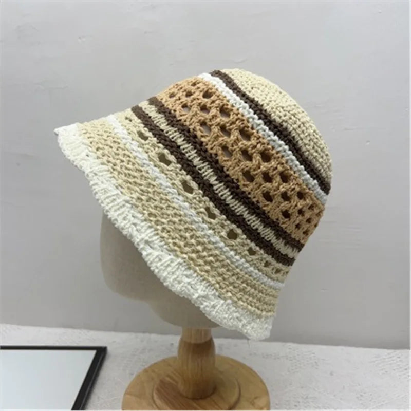 Popular Mix Coor Summer Bucket Hat For Women Tropical Beach Panama Bob Caps Outdoor Best Matched Sunshade Fisherman Hat Gift