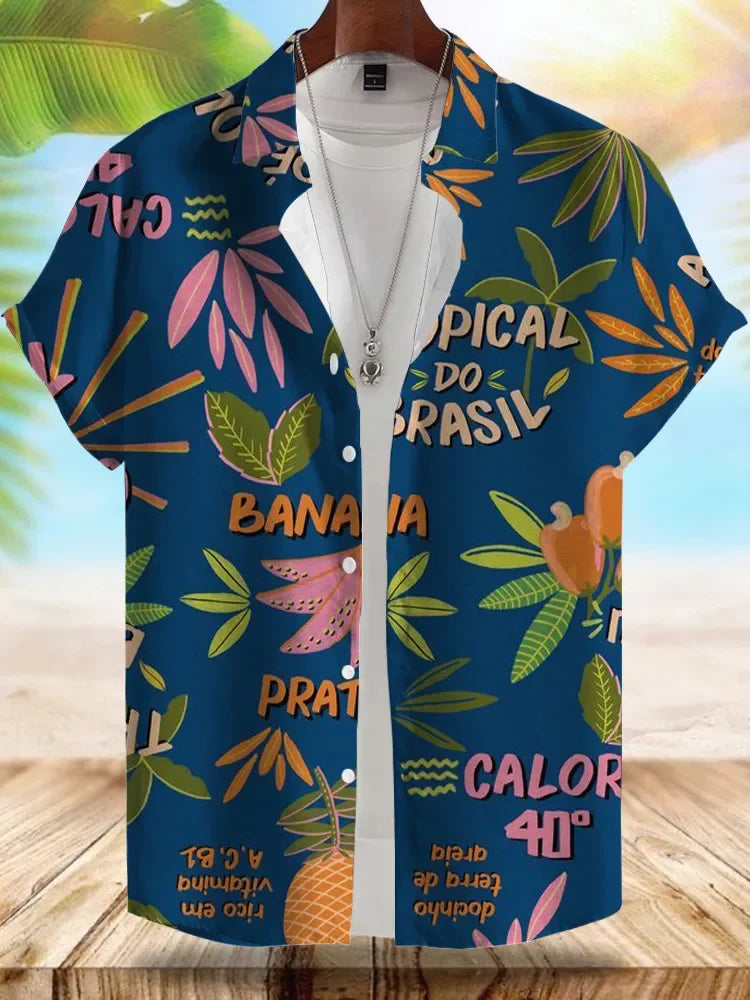 Seaside Hawaiian Style Men's Shirt Summer Vacation Casual Men's Short-sleeved Shirt Outdoor Beach Loose Comfortable Men's Shirt