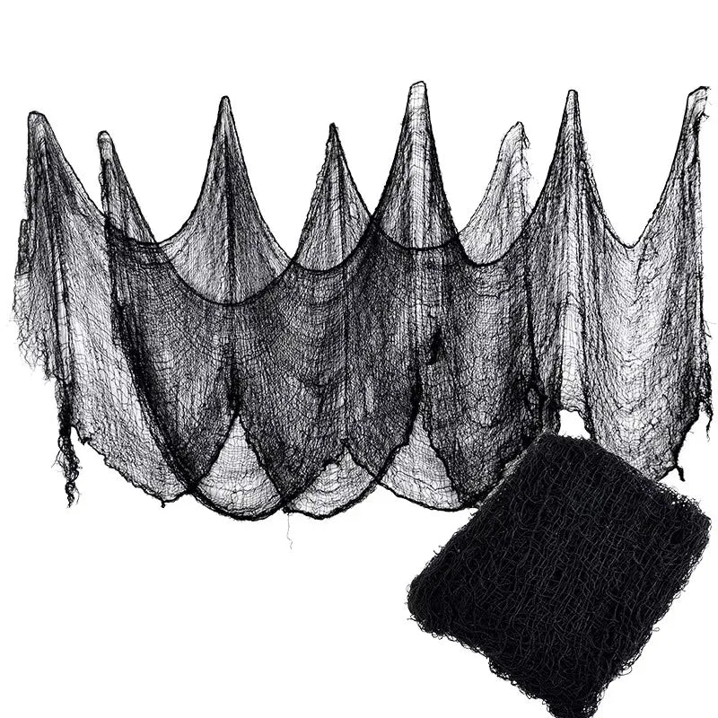 2/4m Horror Halloween Decoration Black Gauze Artificial Spider Web For Haunted House Halloween Party Home Decor Scary Scene Prop