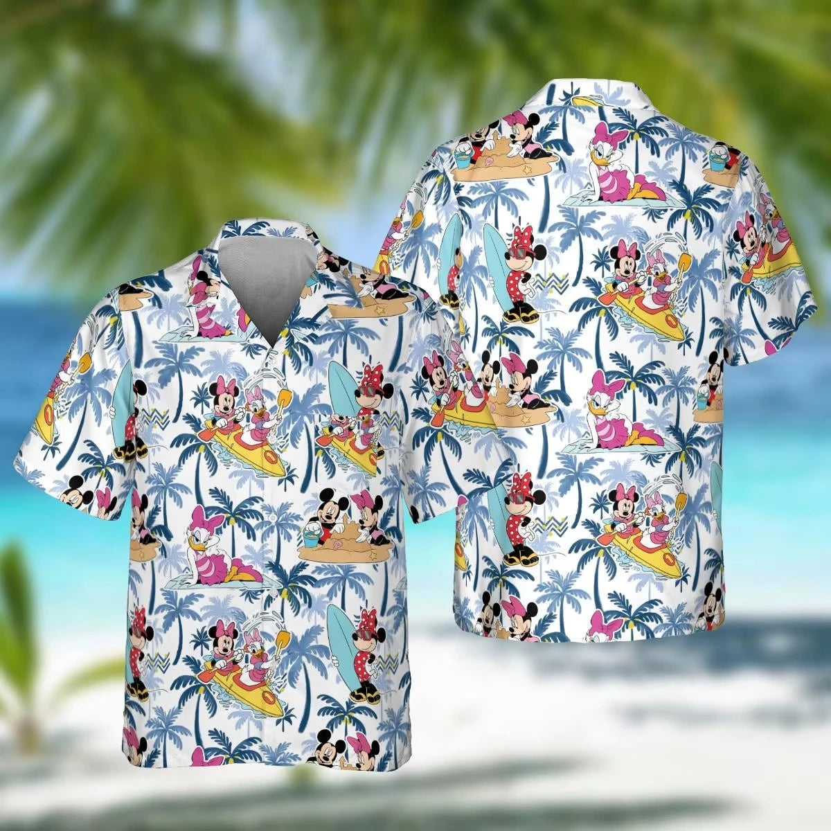 Summer Hot Selling Cute Mickey Minnie Casual Couple Parent Child Black Shirt Adult Children Fashionable Seaside Vacation Style