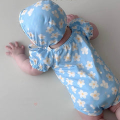 New Baby Swimsuit 2025 Summer Korean  Ins Infant Jumpsuit Seaside Climbing Suit Swimming Clothes wiht Hat