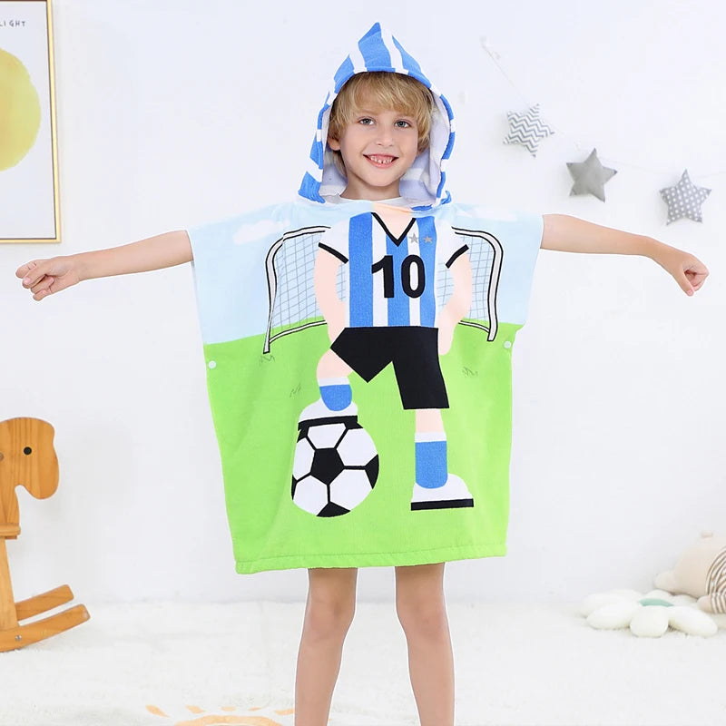 New Childrens Bath Towel Cartoon Print Cape Hooded Beach Bathrobe Soft Breathable Absorbent Quickdrying Bath Towel Robe
