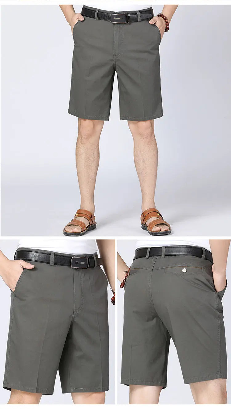 100% Cotton Shorts Men Knee Length Boardshorts Classic Brand Comfortable Clothing Beach Shorts Male Short Trousers