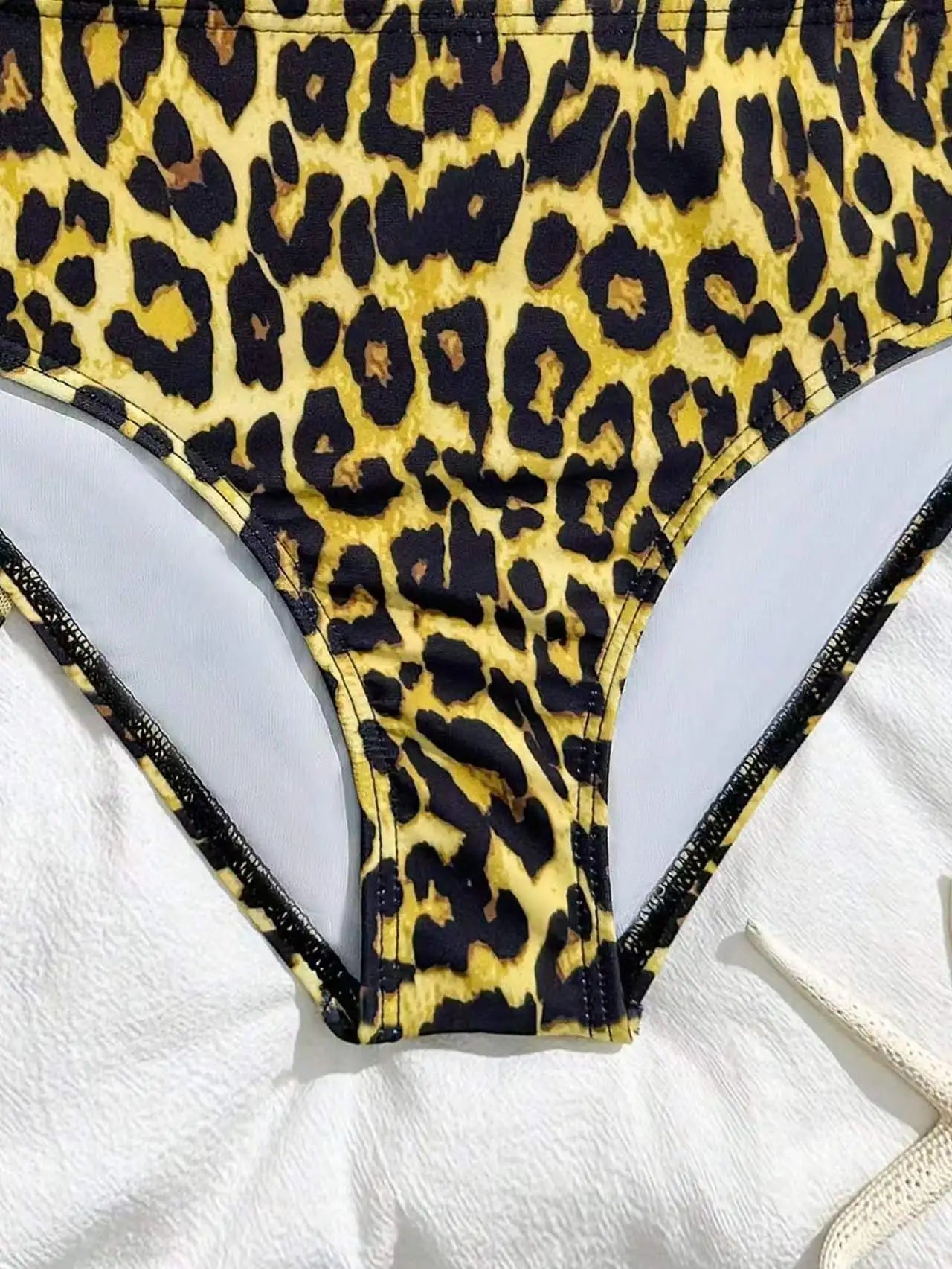 2026 Leopard Girls Swimsuit 3 Pieces Halter Triangle Bikinis Kids Swimwear Female Children's Bathing Swimming Swim Suit 8Y-12Y