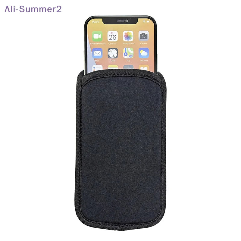 {Summer2} {Winter4} Black Direct-Insert Neoprene Waterproof Phone Pouch Shockproof Scratch-Resistant Mobile Phone Protect Bag