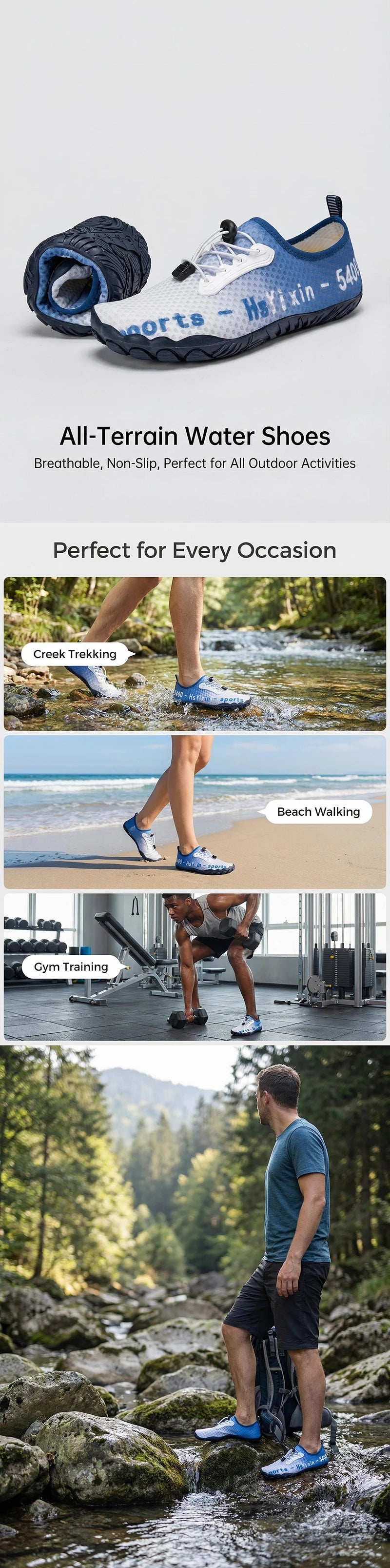 Breathable Boys and Girls Aqua Shoes Anti-Bump Toe Drainage Design Outdoor Hiking and Wading Water Shoes Barefoot Shoes