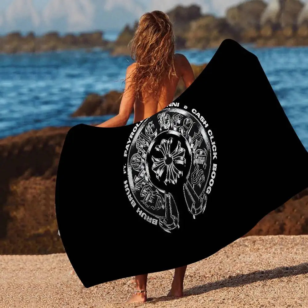 Classic C-Chrome H-Hearts Microfiber Beach Towel Absorbent Quick Dry Soft Yoga Swimming Resort Mountain Climbing Towel